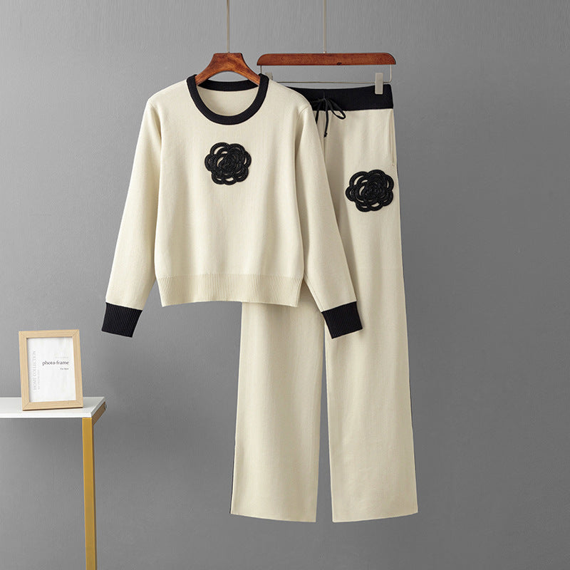 Loose top wide leg pants two-piece set