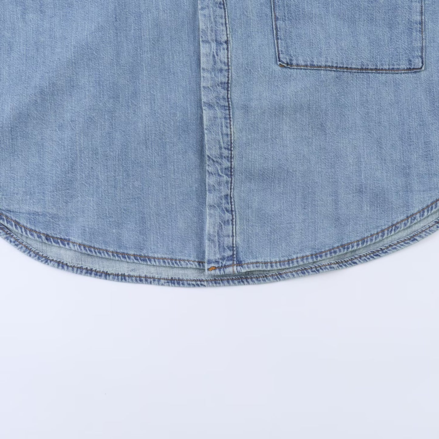 Loose collar wide sleeved denim shirt