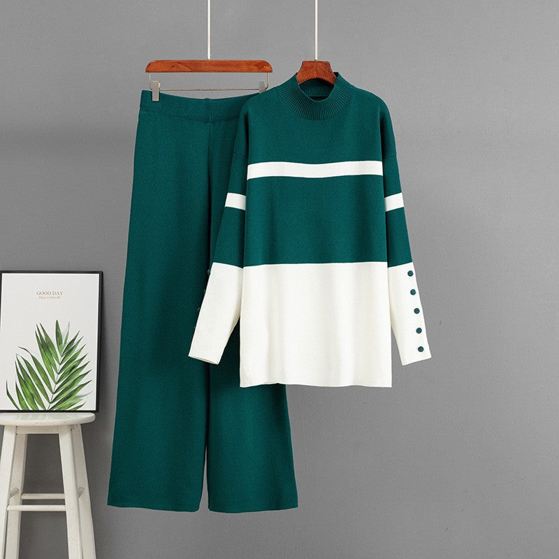 Loose wide leg pants two-piece set
