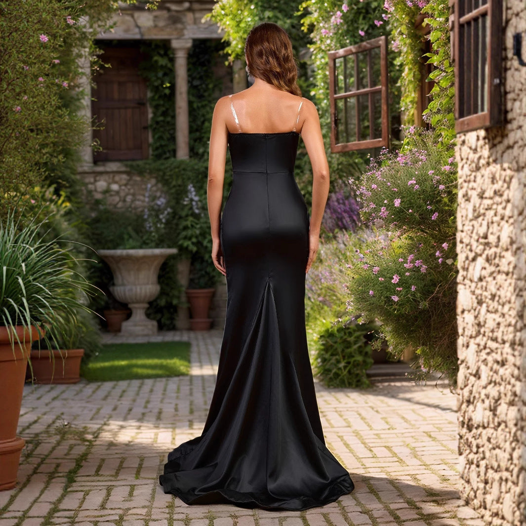Elegant Train Long Evening Dress for Women, Formal Party, Wedding Bridal Shower Cocktail Gown, Floor-Length Dress