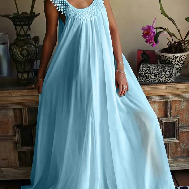 Elegant Solid Color Long Dress, Simple StyleSummer Dress