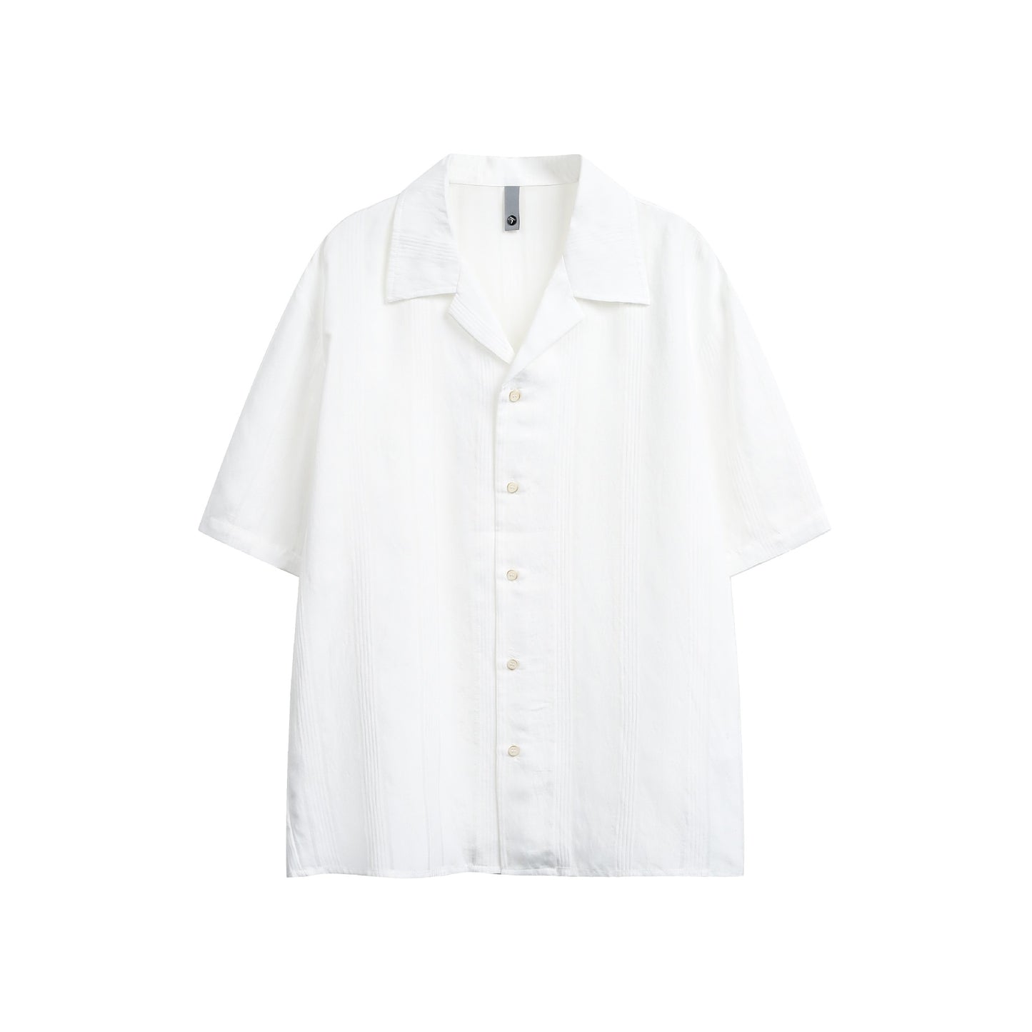 Striped Cuban Collar Short-Sleeve Shirt for Men Loose Casual Shirt