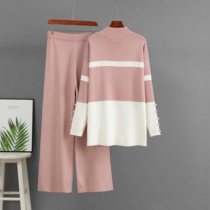 Loose wide leg pants two-piece set