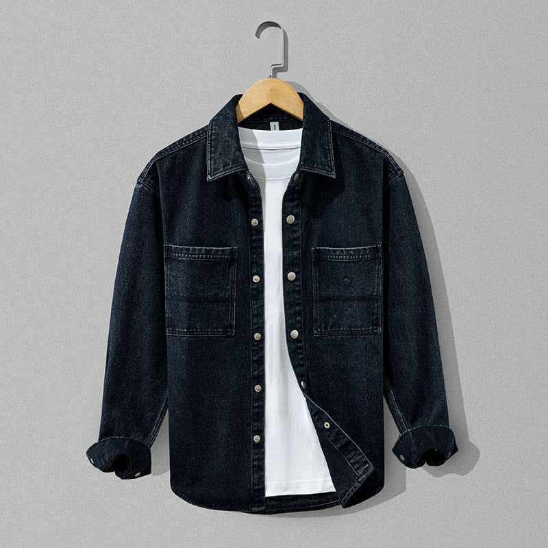 Men's pure cotton denim thick coat