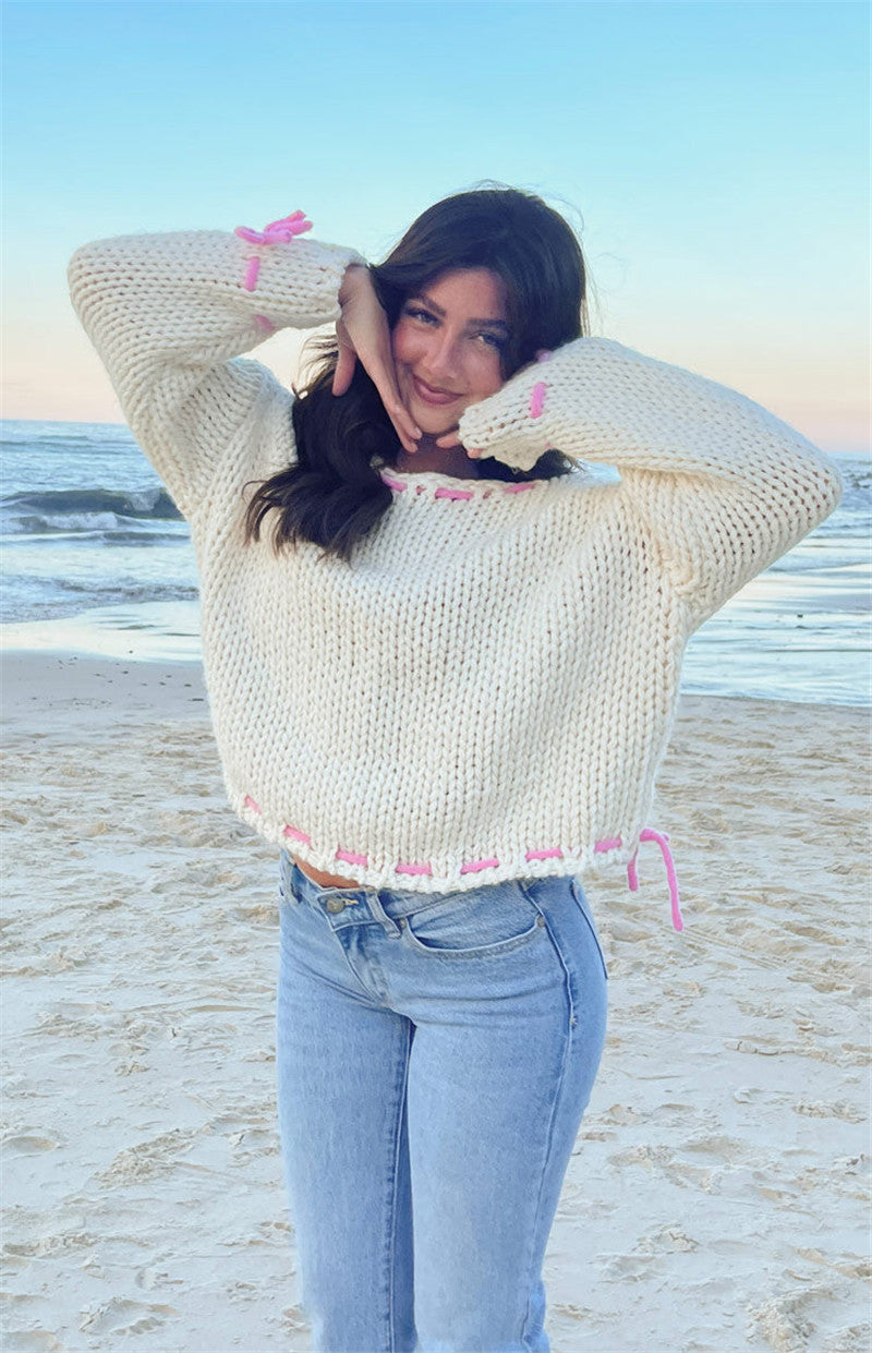 Autumn and winter new pullover sweater fashionable long sleeved loose knit sweater top