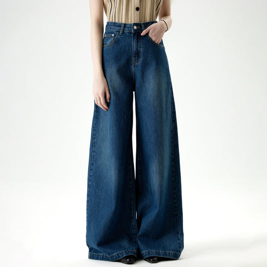 Women's Wide-Leg Jeans Female Elegant Casual Hip-Covering Straight Trousers