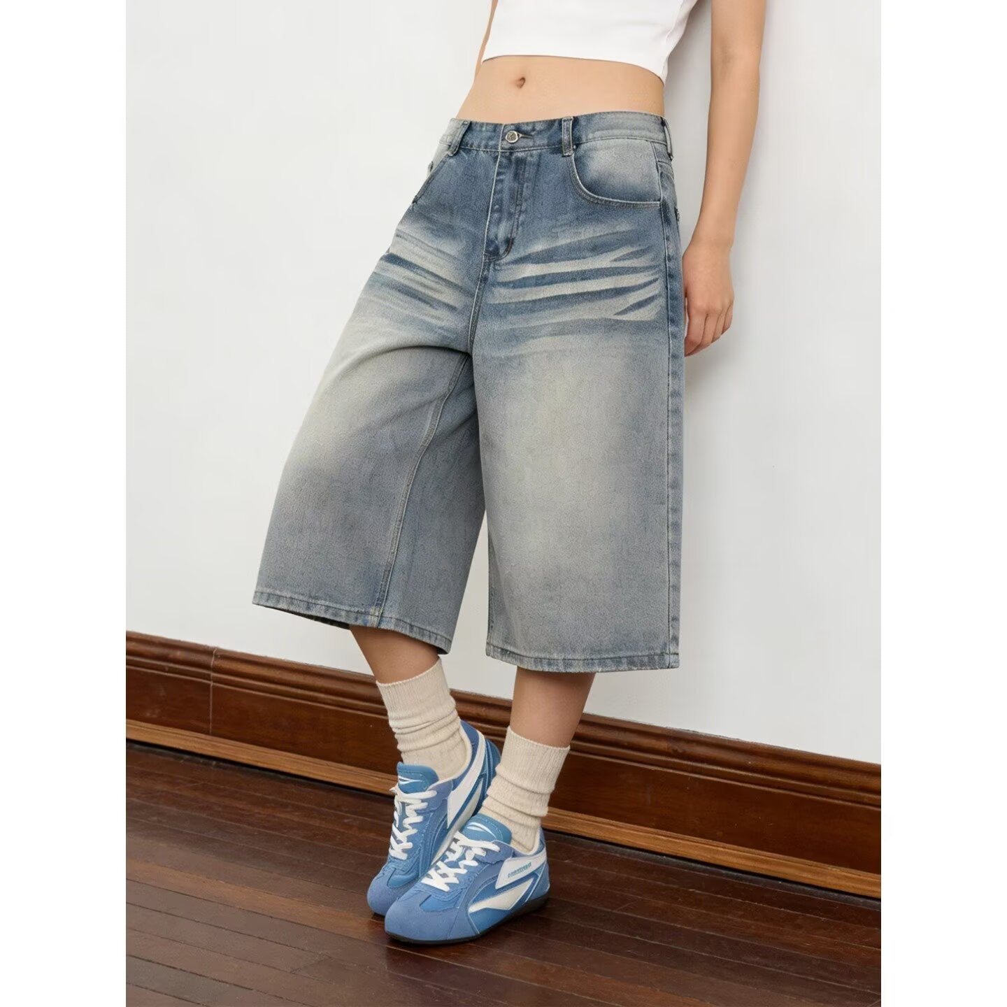 Retro Distressed Gradient Design 7/8th Pants