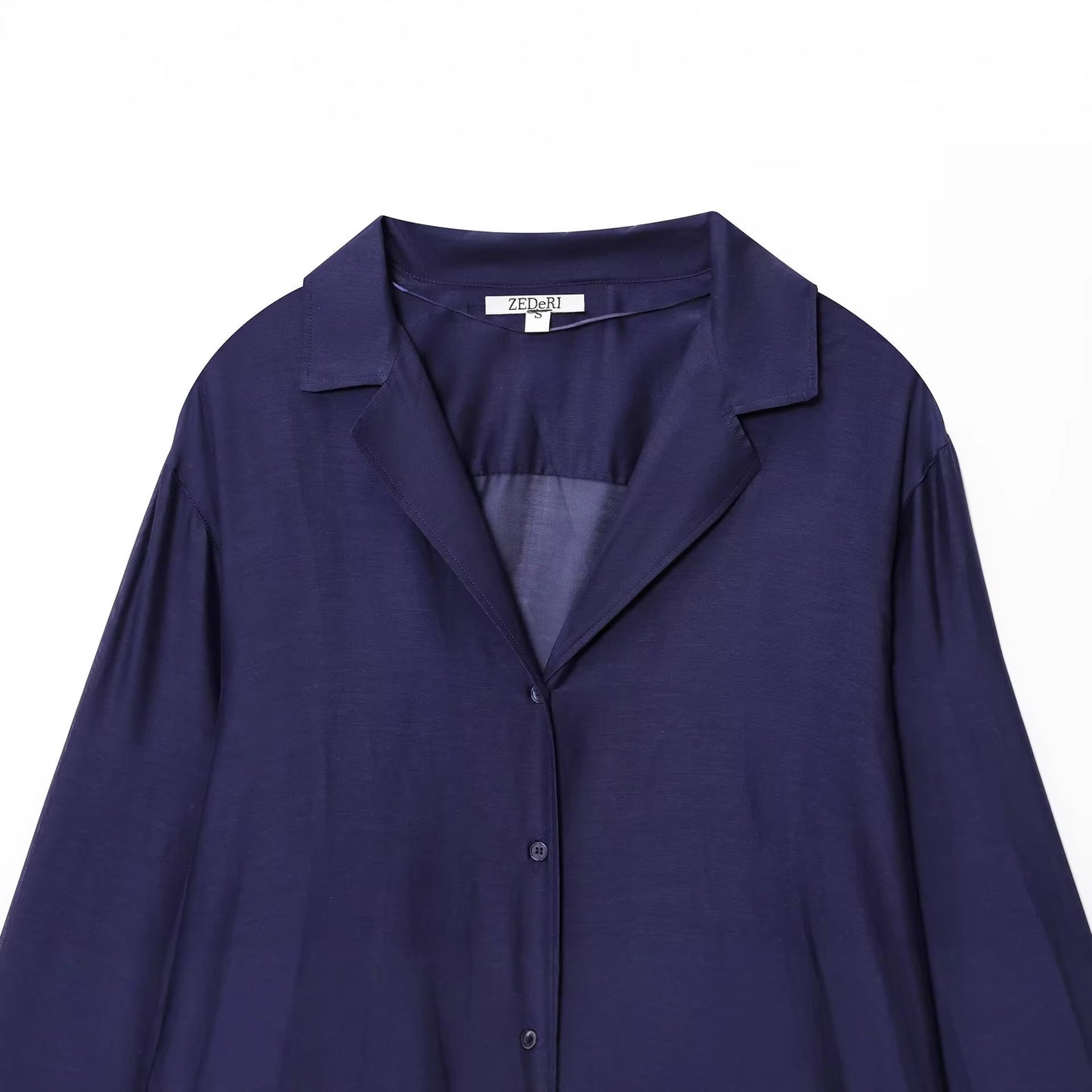 Collar long sleeved solid color loose shirt