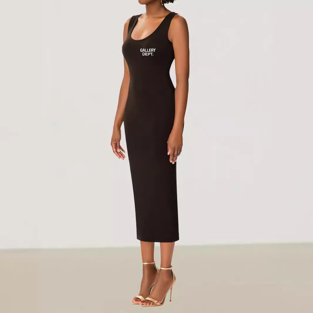 Elegant Simple Solid Color Sleeveless U-Neck Bodycon Dress for Women