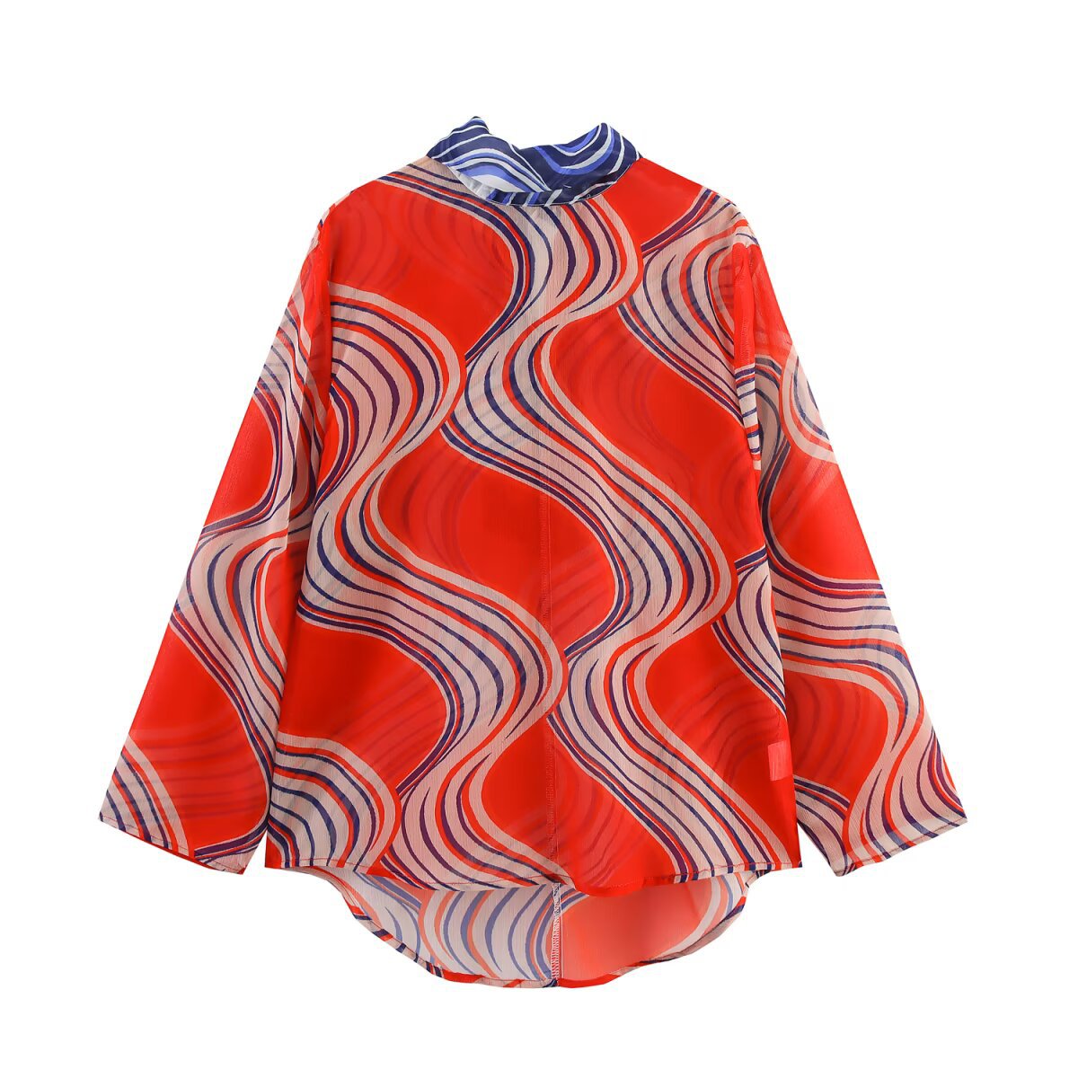 Women's Clothing Bowknot Decorated Printed Blouse + Loose Straight Leg Pants Set