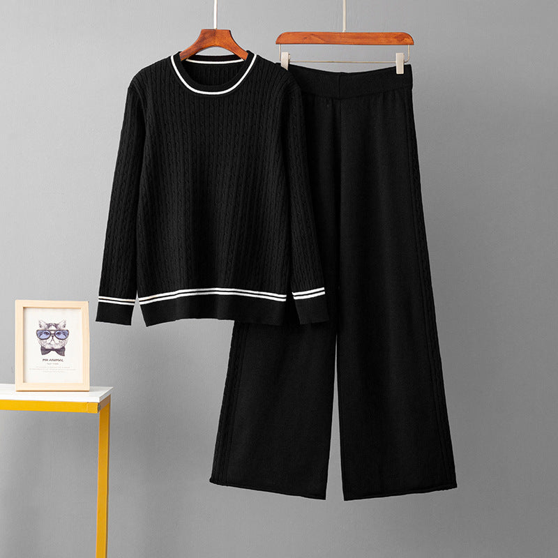 Round neck sweater loose suit