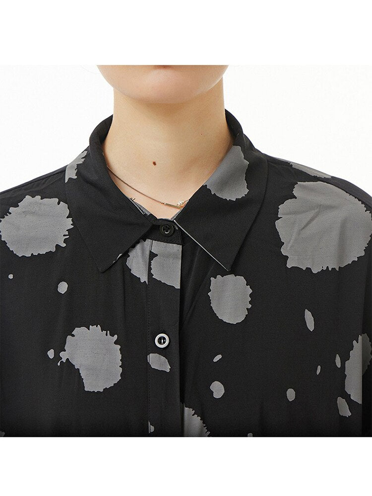 Autumn New Style Original Loose Slim Women's Color Contrast Print Big Dress Autumn