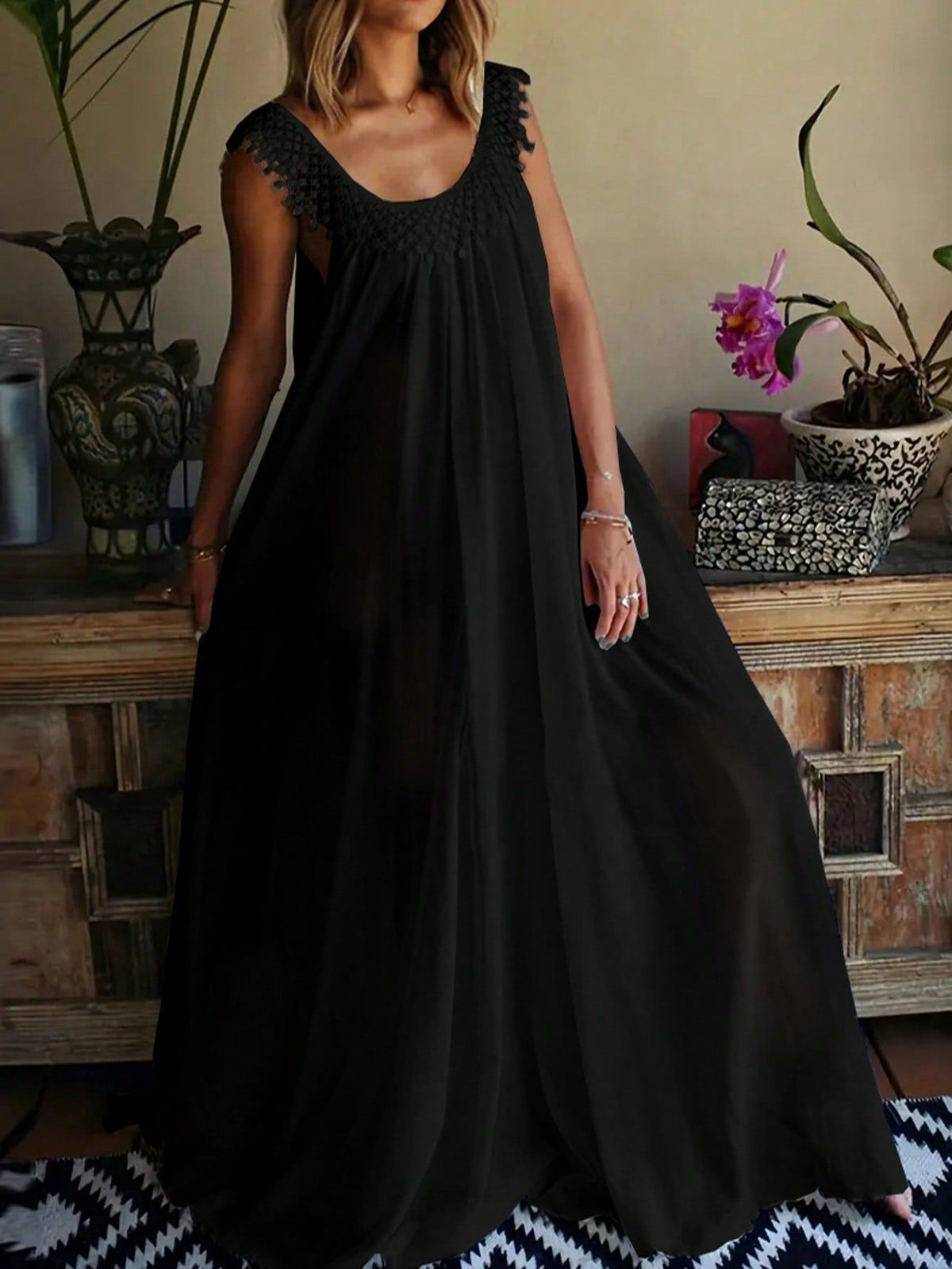 Elegant Solid Color Long Dress, Simple StyleSummer Dress