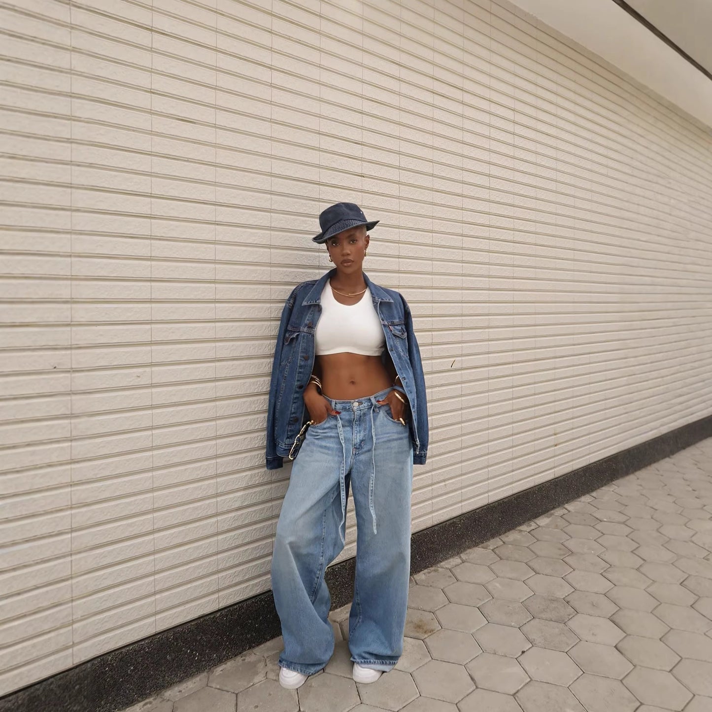 Casual Tied High-Waisted Straight-Leg Washed Denim Pants