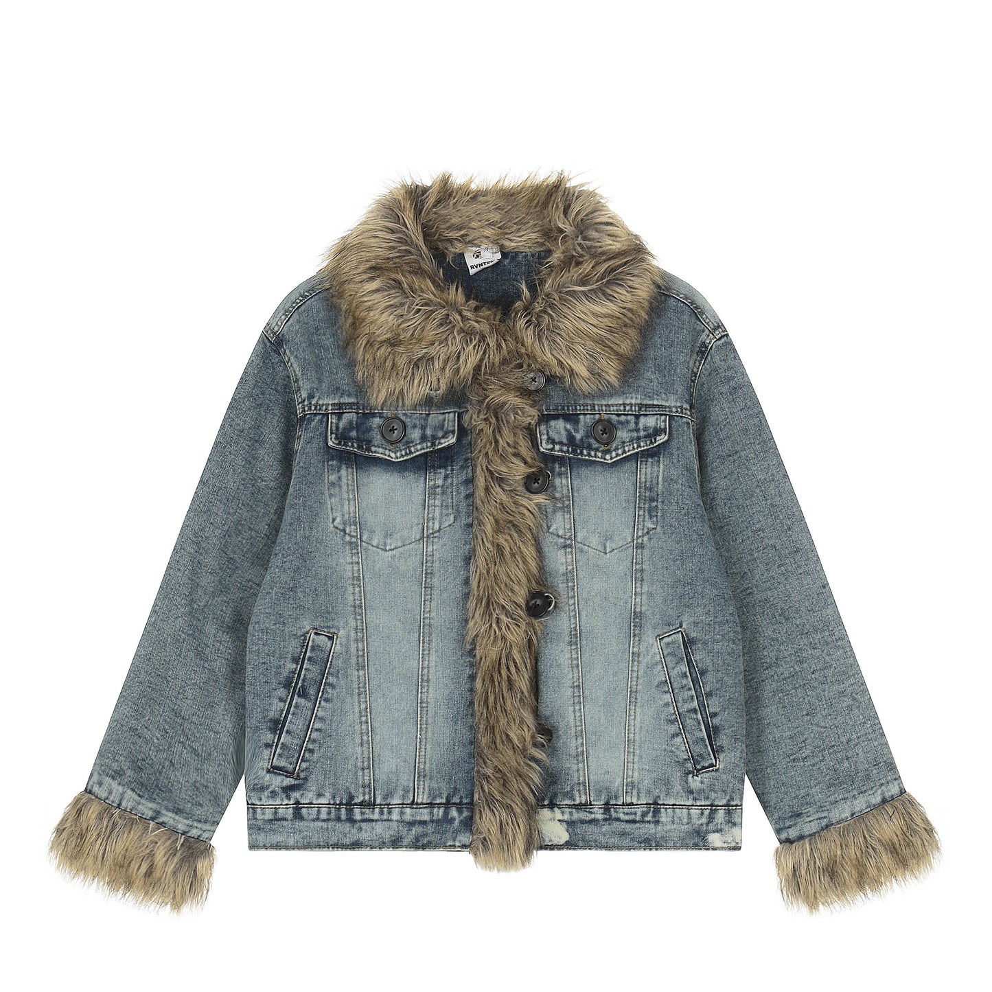 Women's Regular Denim Fleece-Lined Cotton Coat