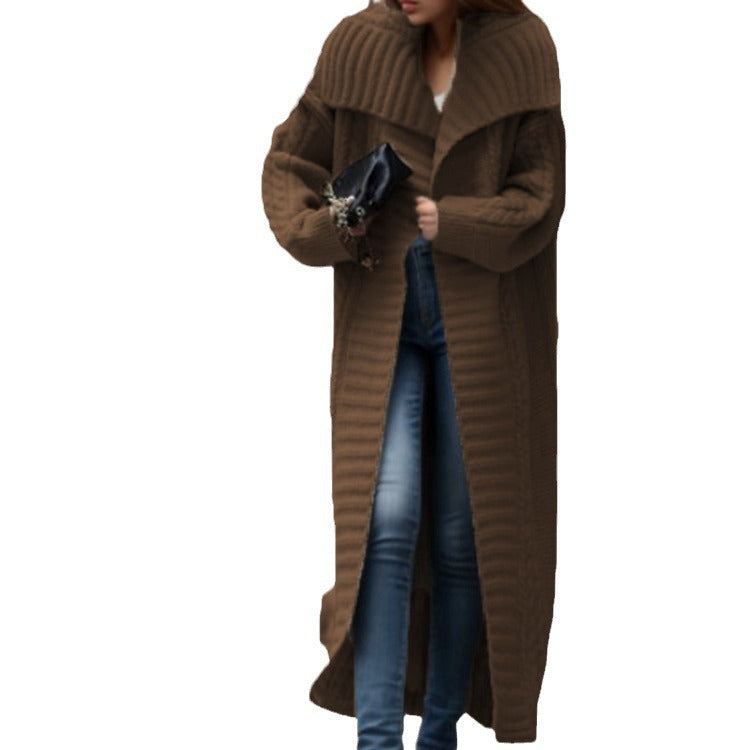 Autumn/Winter Women's Knitwear New Style Collar Solid Color Geometric Oversized Cardigan Sweater Coat