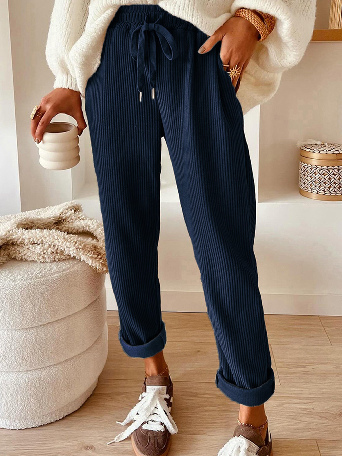 Women's New Fashion Casual Pants, Solid Color Wide Leg Pants for Women