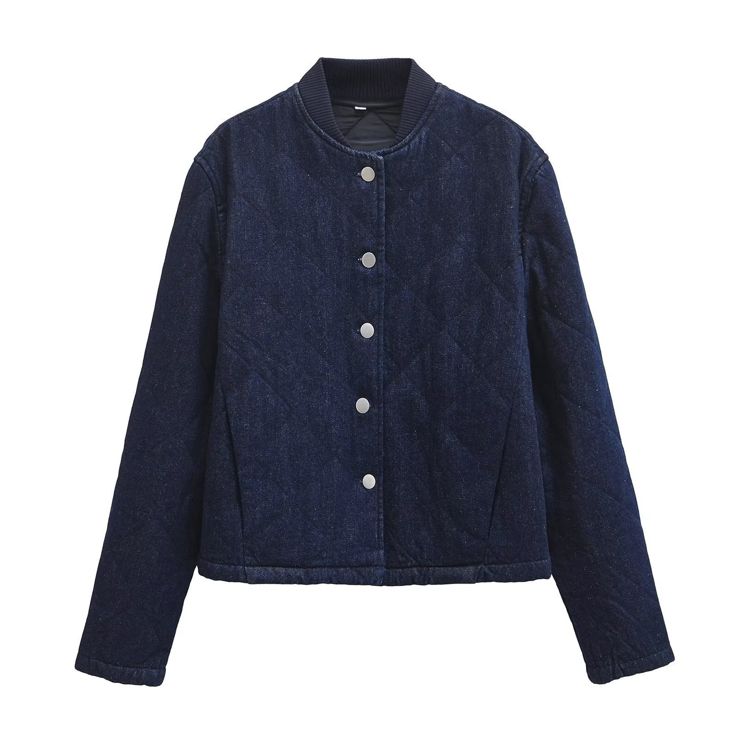 Street standing collar denim washed cotton jacket