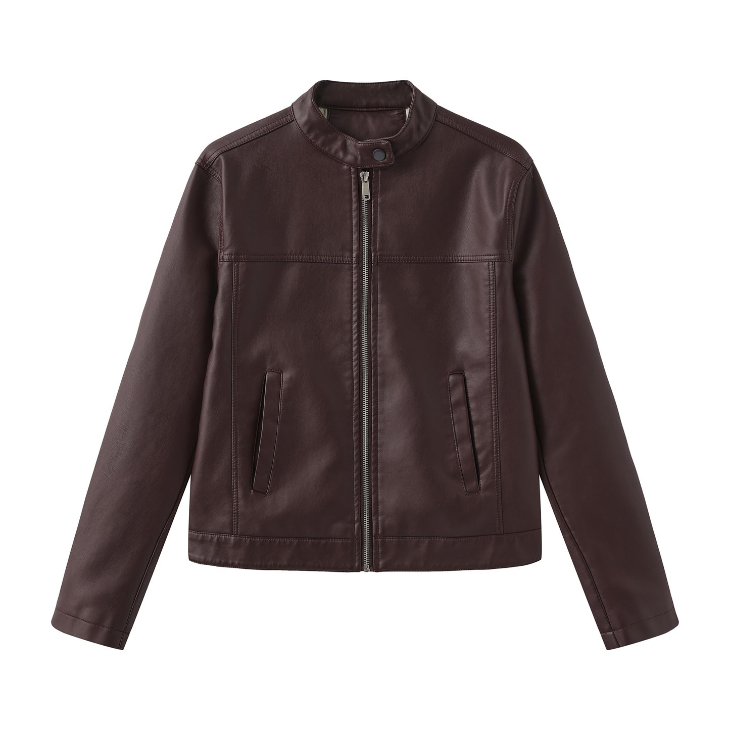 Stand up collar long sleeved jacket
