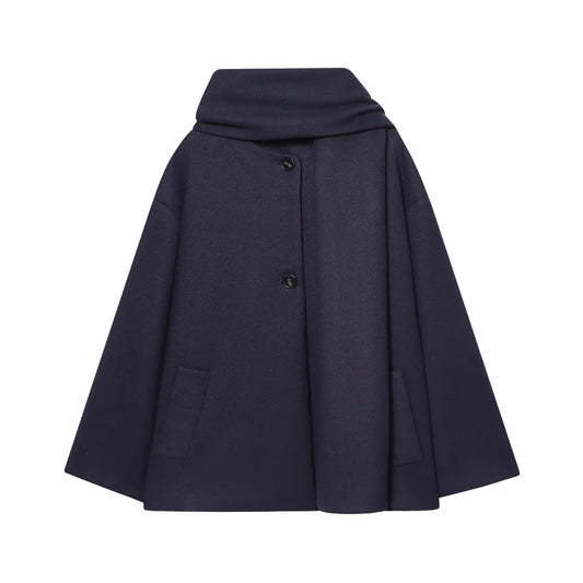 Wool blend scarf short coat