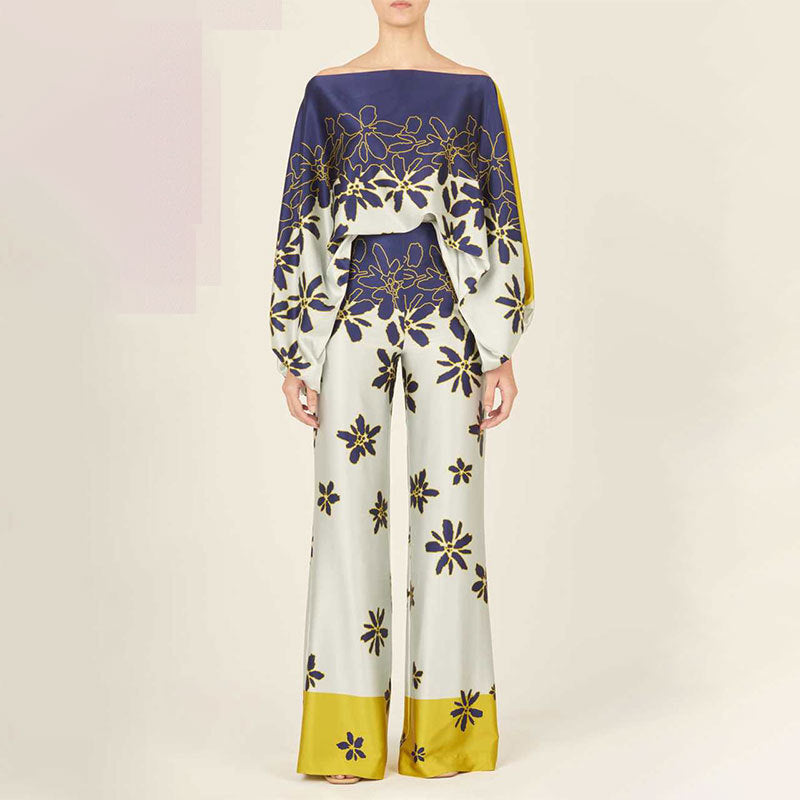 Casual Minimalist Printed Top and Pants Outfit