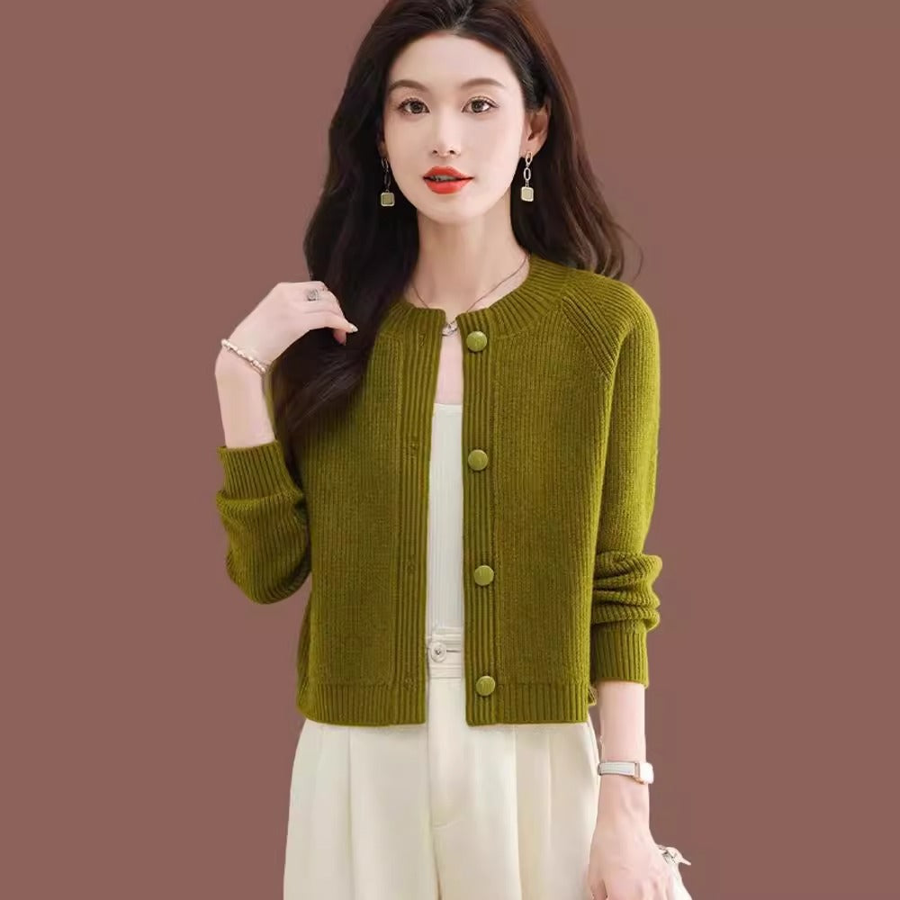 Short Knit Cardigan for Women, Spring and Autumn Fashion High-Waisted Top, Perfect for Pairing with Skirts, Ideal for Petite Figures