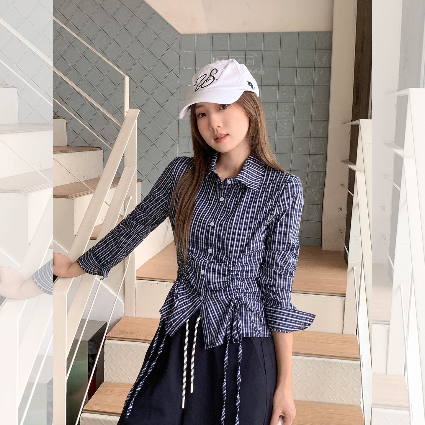Style Polo Collar Single Breasted Long Sleeve Shirt
