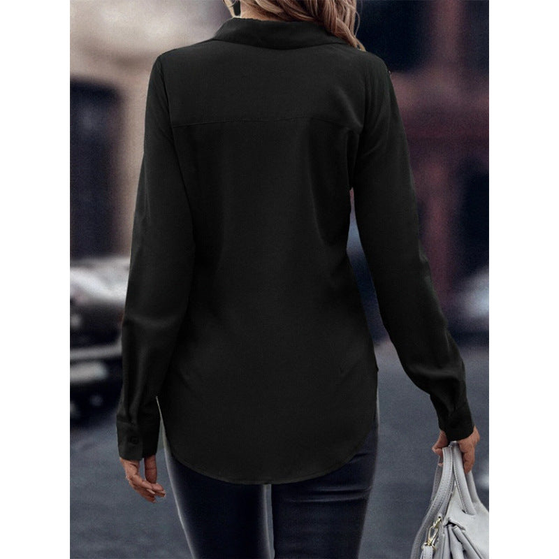 Collar long sleeved top