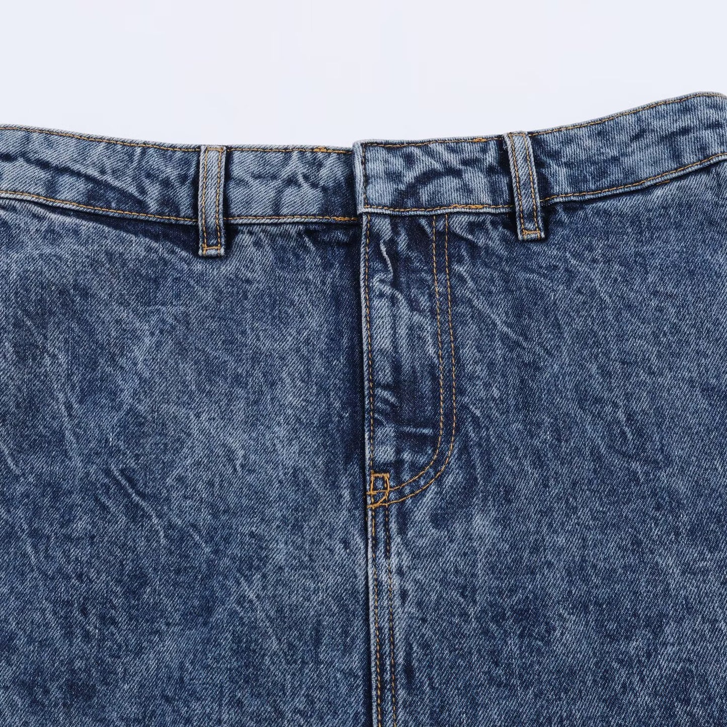 Retro minimalist denim midi skirt
