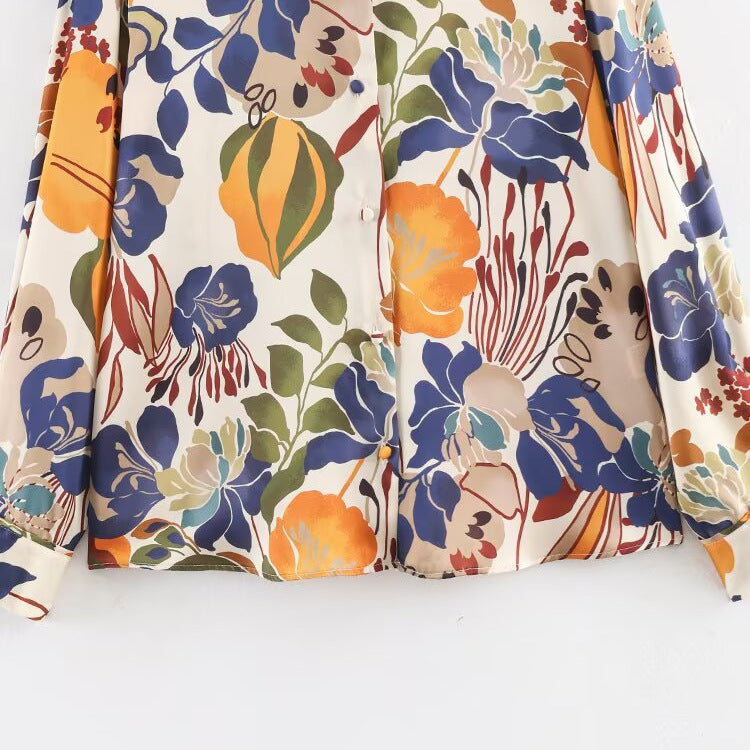 Long sleeved collar printed shirt