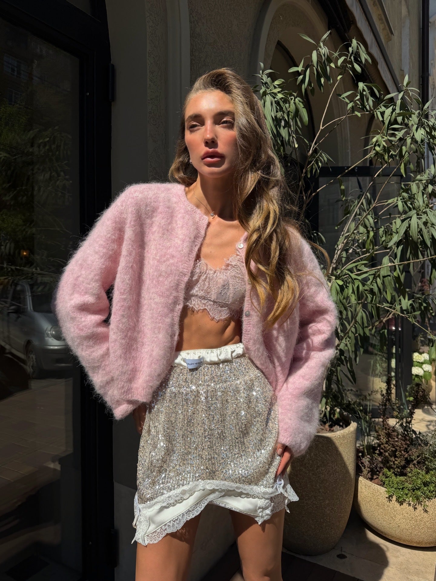Laid-back Style Wool-Blended Cardigan for Women Knit Short Jacket Soft Long Sleeve Sweater