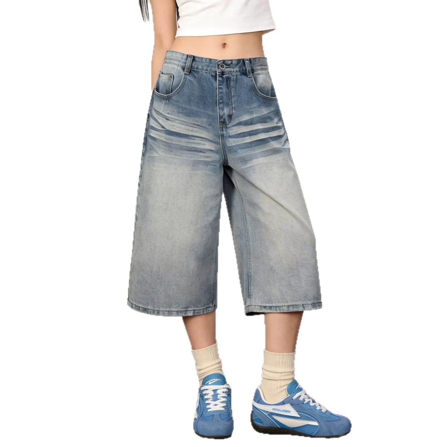 Retro Distressed Gradient Design 7/8th Pants
