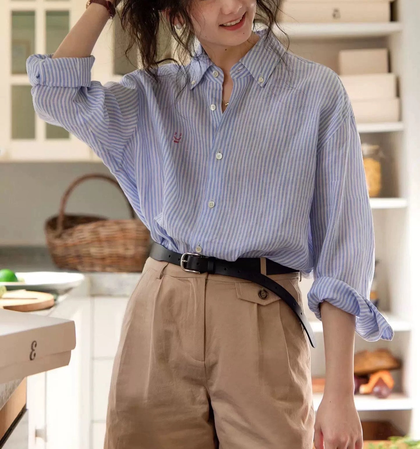 Linen Shirt Outerwear Design Long Sleeve Blouse Coat Embroidered Top