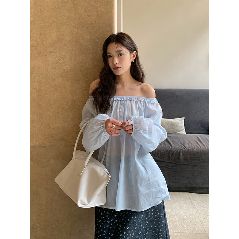 Linen Cotton Ruffle Design Sense Blouse Spring Lightweight Shirt