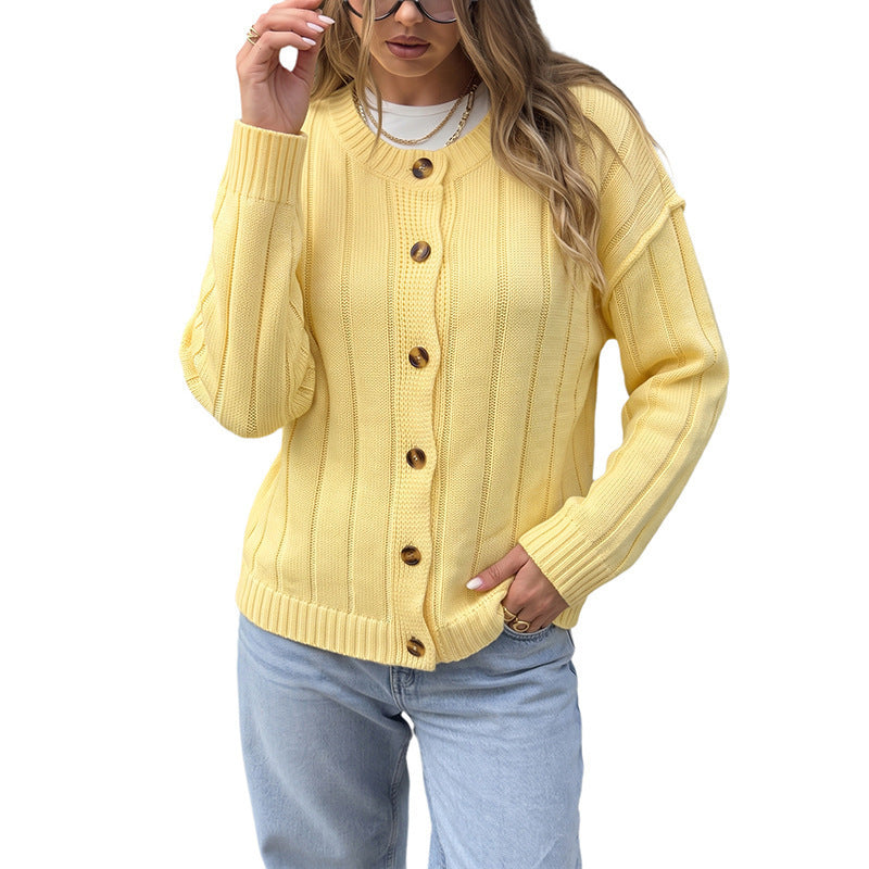 Solid color loose round neck sweater