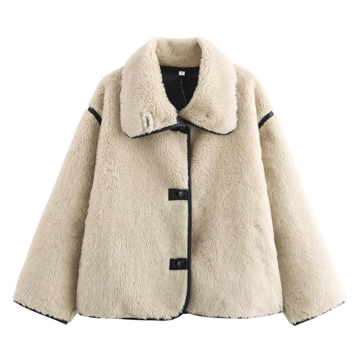 Big collar fur integrated plush jacket