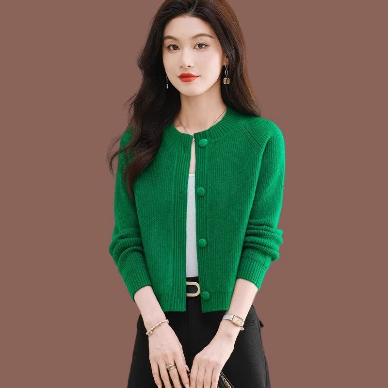 Short Knit Cardigan for Women, Spring and Autumn Fashion High-Waisted Top, Perfect for Pairing with Skirts, Ideal for Petite Figures