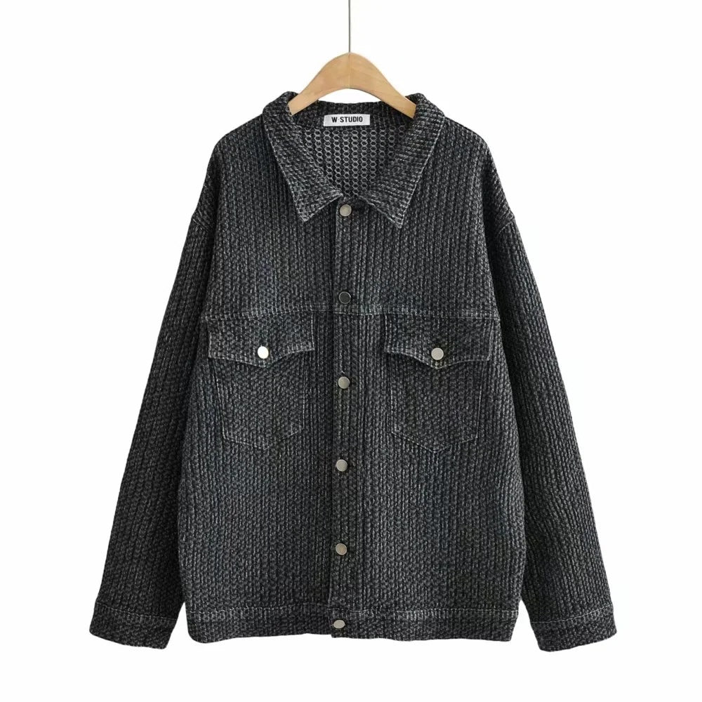 Boyfriend style loose mid length denim jacket ins women's new lazy style top