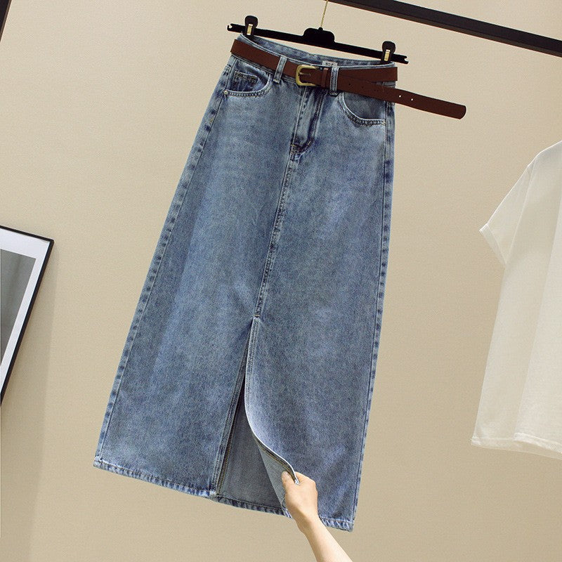 High-Waisted Slit Denim Skirt for Women, 2026 Spring/Summer Style, Versatile, Flattering, Slimming, A-Line, Bodycon Skirt