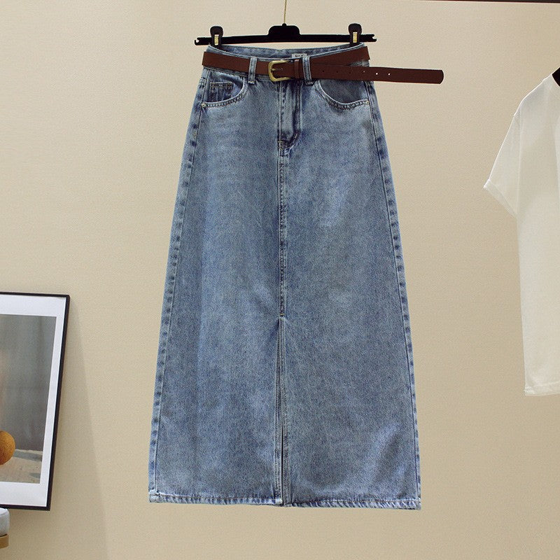 High-Waisted Slit Denim Skirt for Women, 2026 Spring/Summer Style, Versatile, Flattering, Slimming, A-Line, Bodycon Skirt